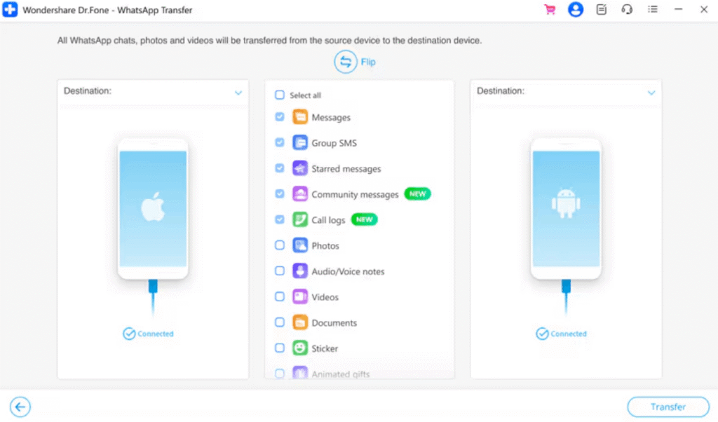 choose whatsapp data to move